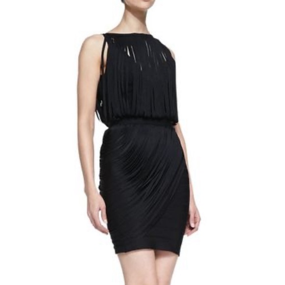 Herve Leger Black Leilei Fringe Dress Herve Leger Black Leilei Fringe Dress